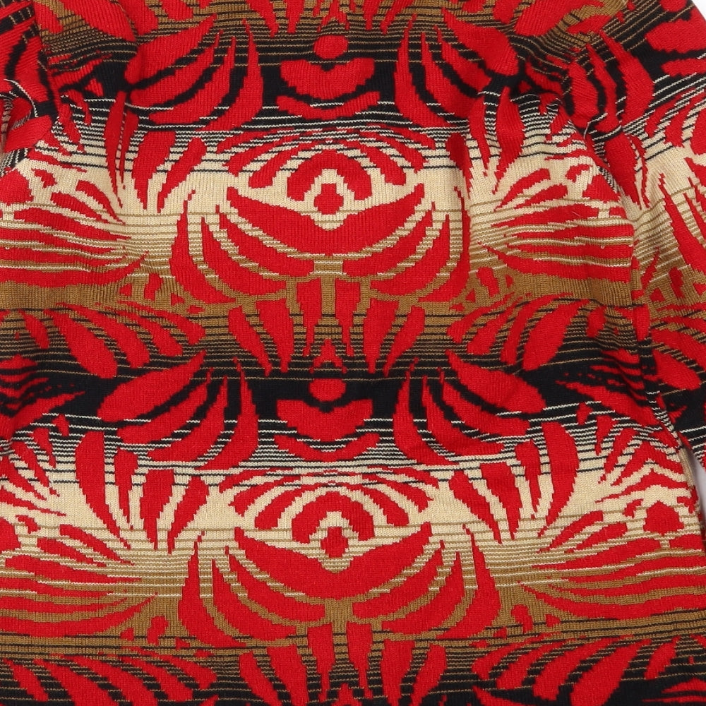 Dadu Dayal Womens Red Geometric Cardigan Jumper Size M
