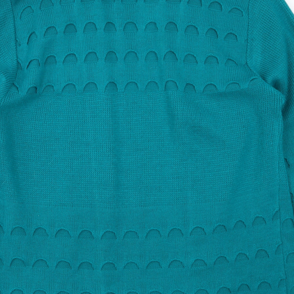 CHIC Womens Blue Cardigan Jumper Size M - Distressed Look
