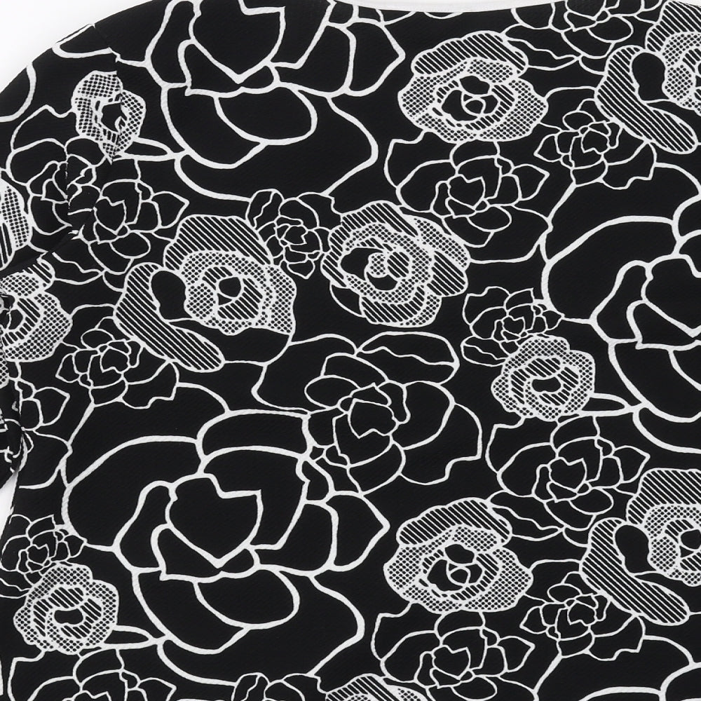 Saloos Womens Black Floral Basic Blouse Size 14