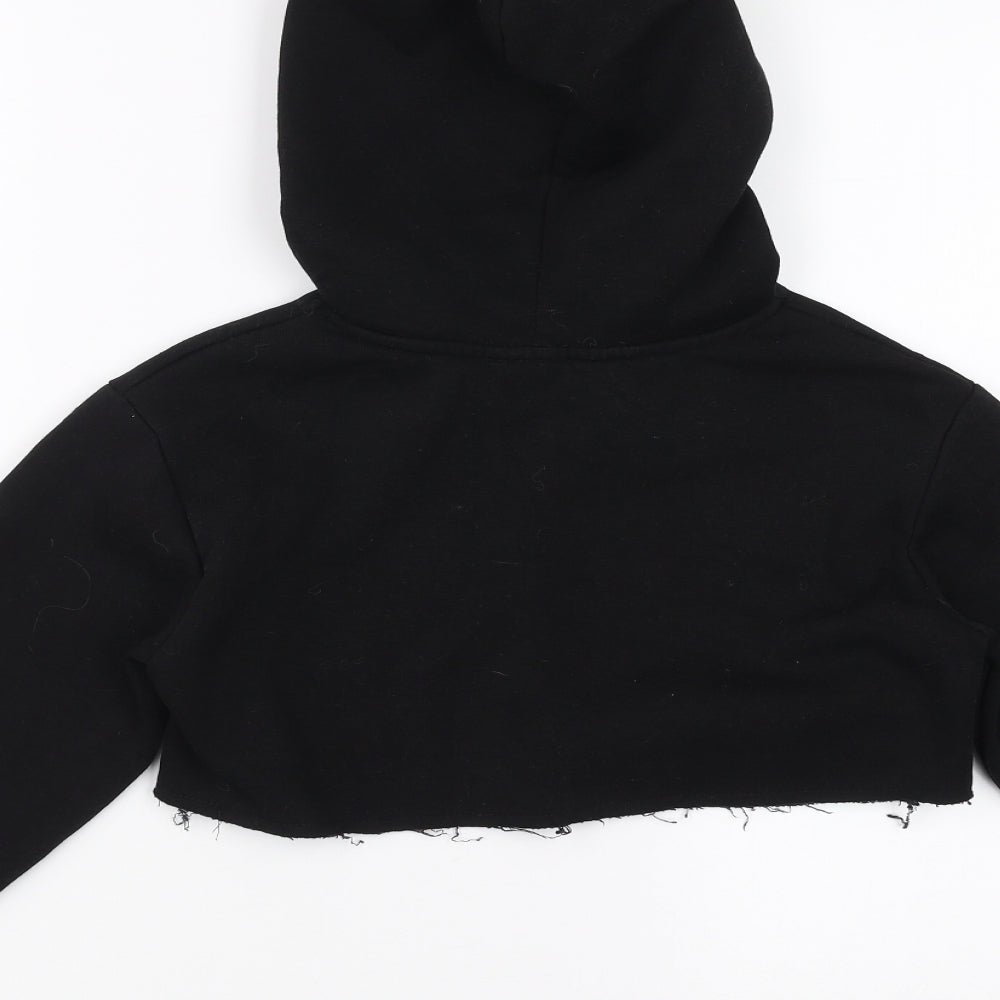 Candy Couture Girls Black Pullover Hoodie Size 10 Years - cropped, distressed hem