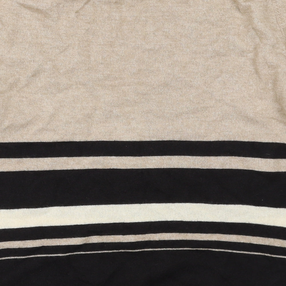 PLANET Womens Beige Striped Pullover Jumper Size M