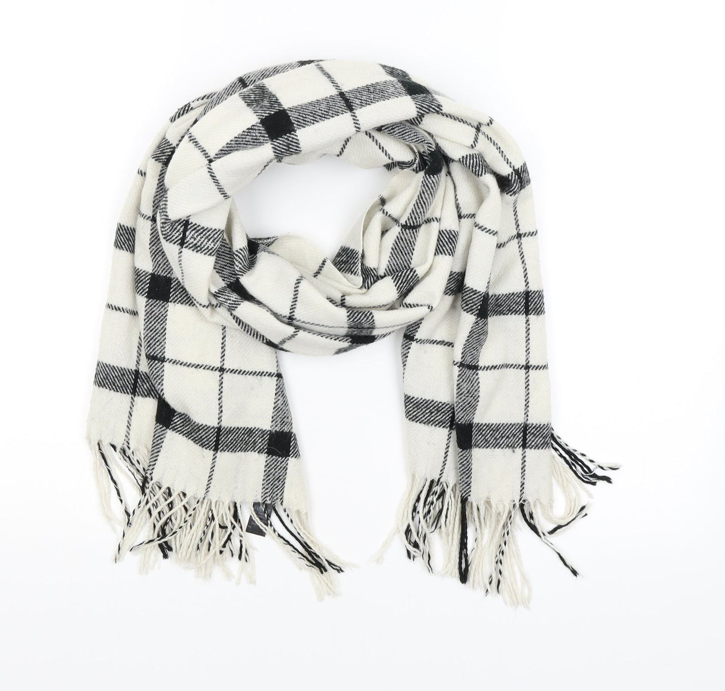 M&S Womens White Check Scarf