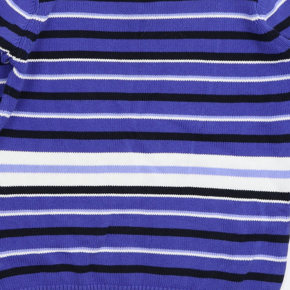 EWM Womens Blue Striped Pullover Jumper Size S