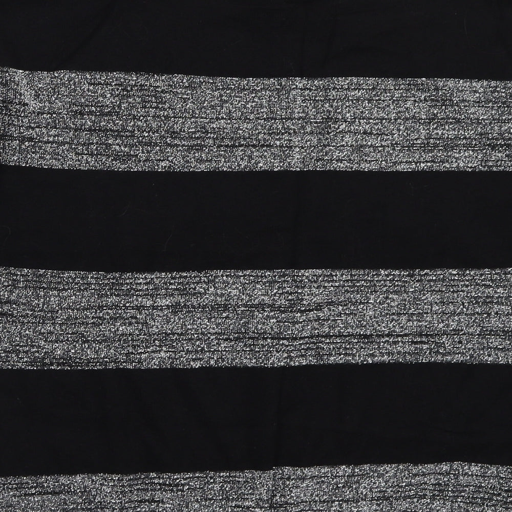 Wallis Womens Black Striped Basic T-Shirt Size M