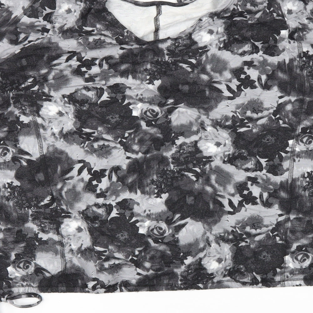 NEXT Womens Grey Floral Basic Blouse Size 14
