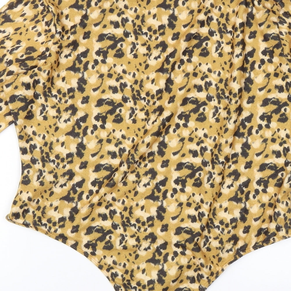 Primark Womens Yellow Animal Print Bodysuit One-Piece Size M