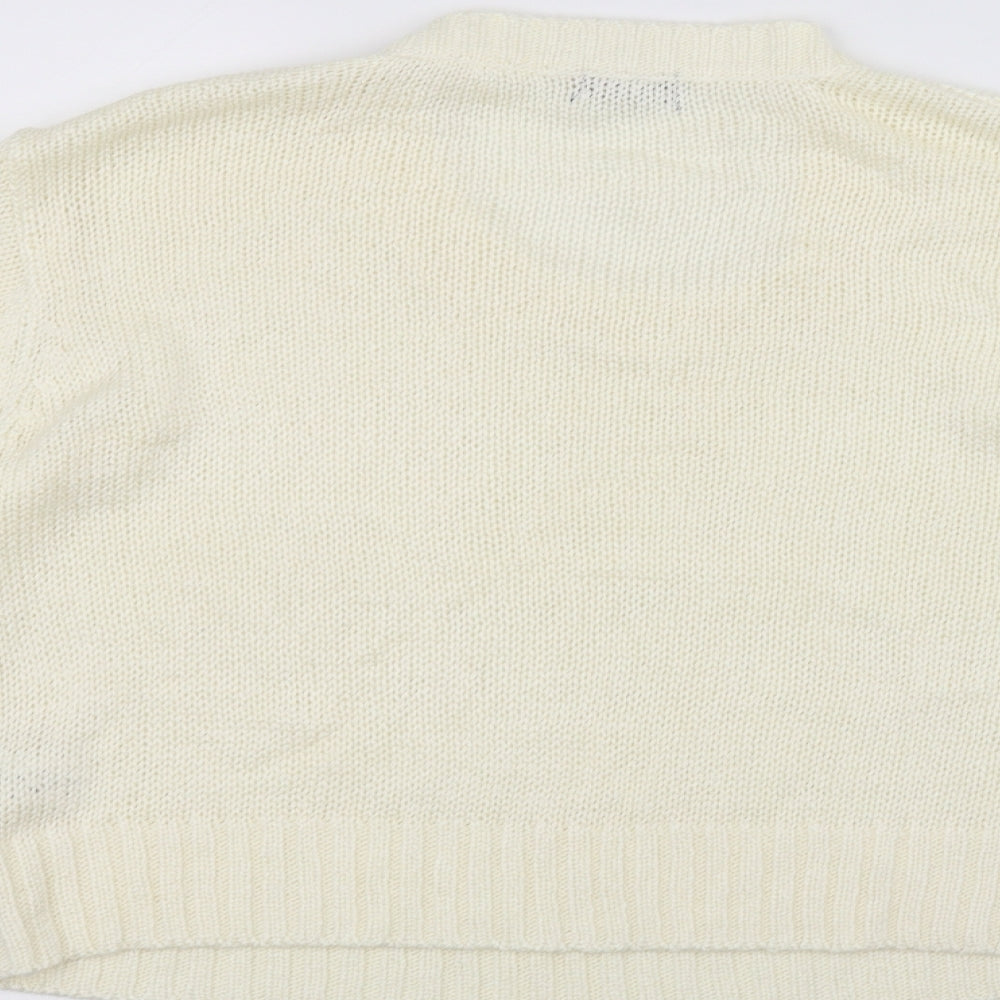 F&F Womens White Knit Pullover Jumper Size 14