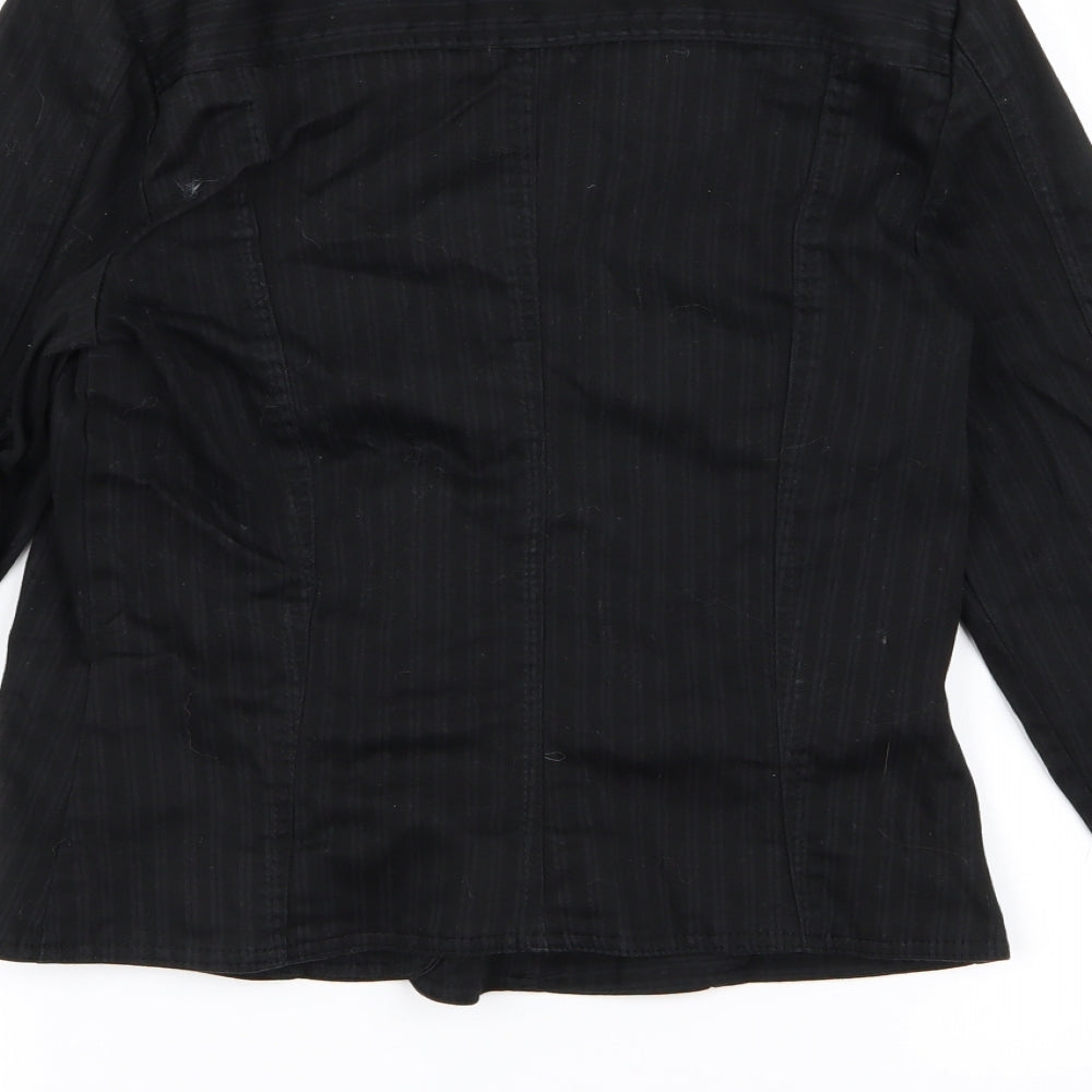 bay Womens Black Striped Jacket Size 10