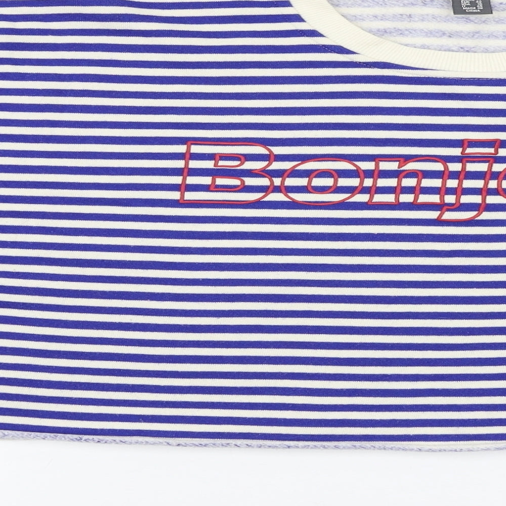 Primark Womens Blue Striped Pullover Sweatshirt Size 14 - Bonjour