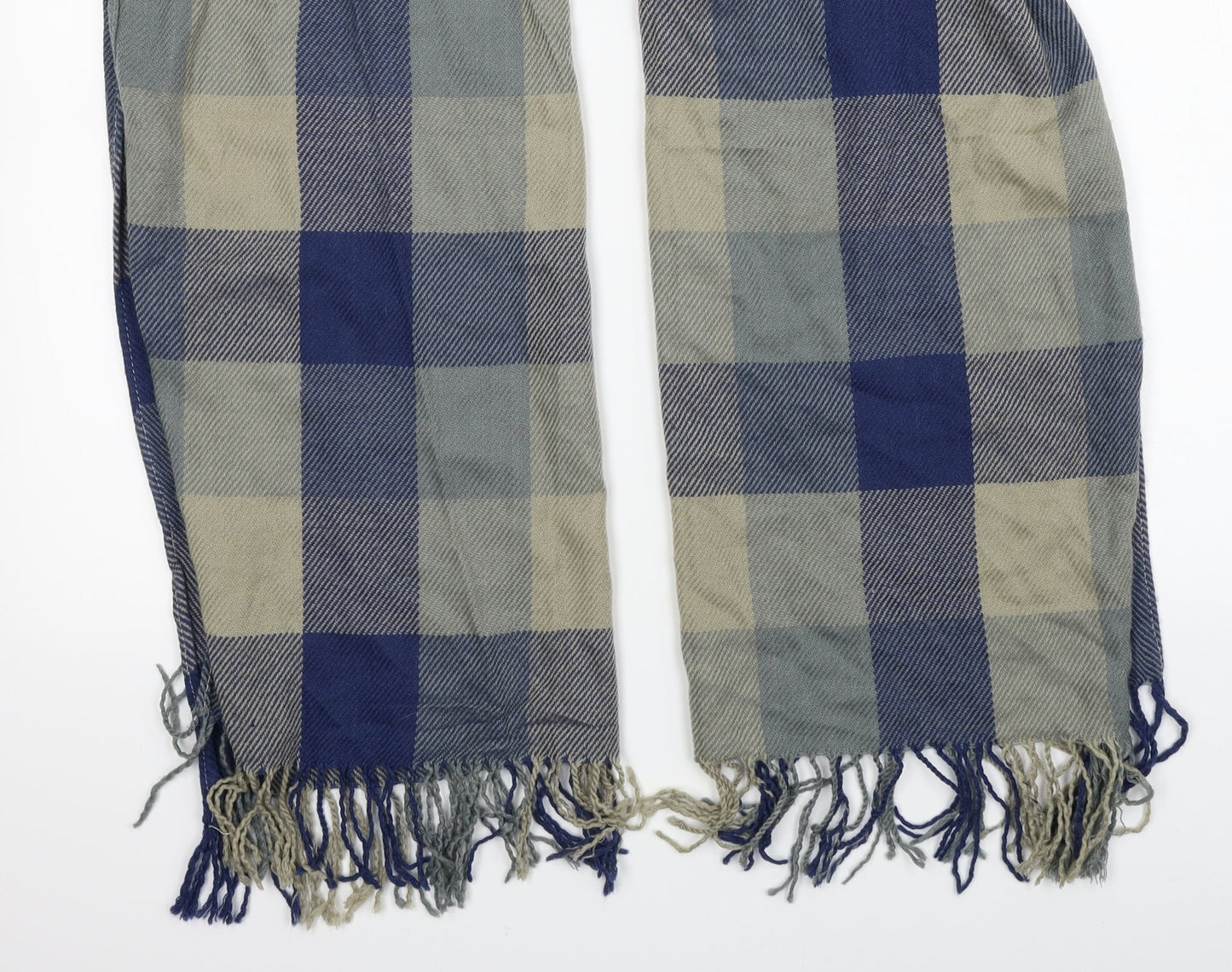 Preworn Unisex Blue Plaid Knit Scarf