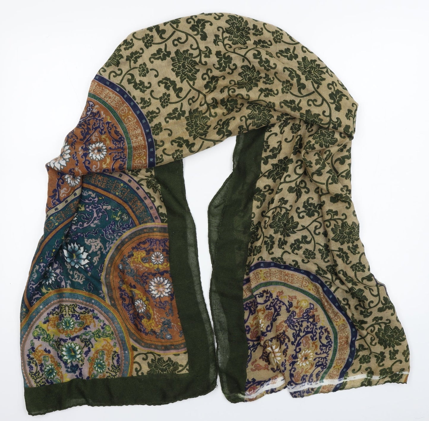 Preworn Unisex Brown Floral Scarf