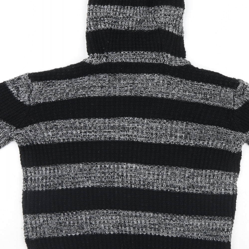 TU Girls Black Striped Pullover Hoodie Size 7 Years