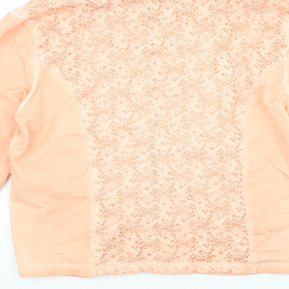 Yest Womens Orange Jersey Full Zip Sweatshirt Size 10 - lace detail on back
