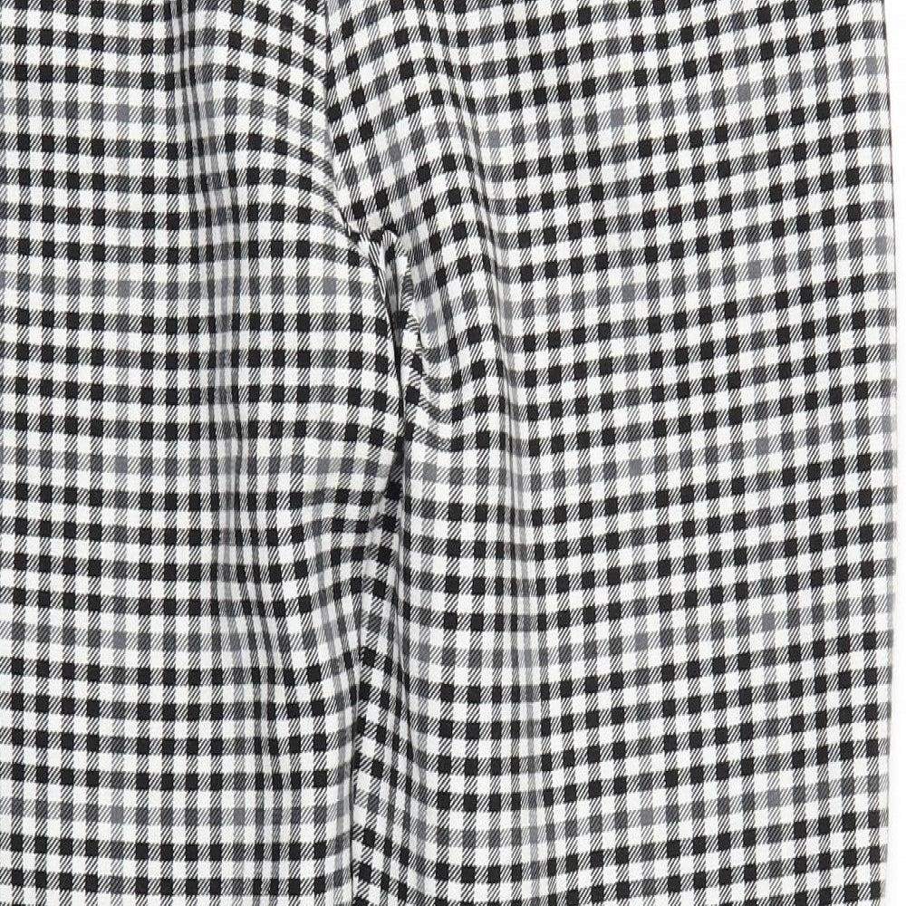 M&S Womens Black Check Trousers Size 14 L24 in