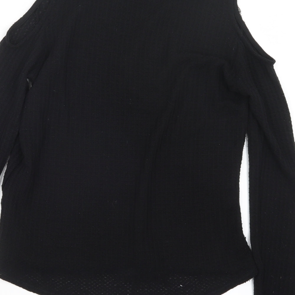 cotton:on Womens Black Knit Pullover Jumper Size L - Open Shoulders
