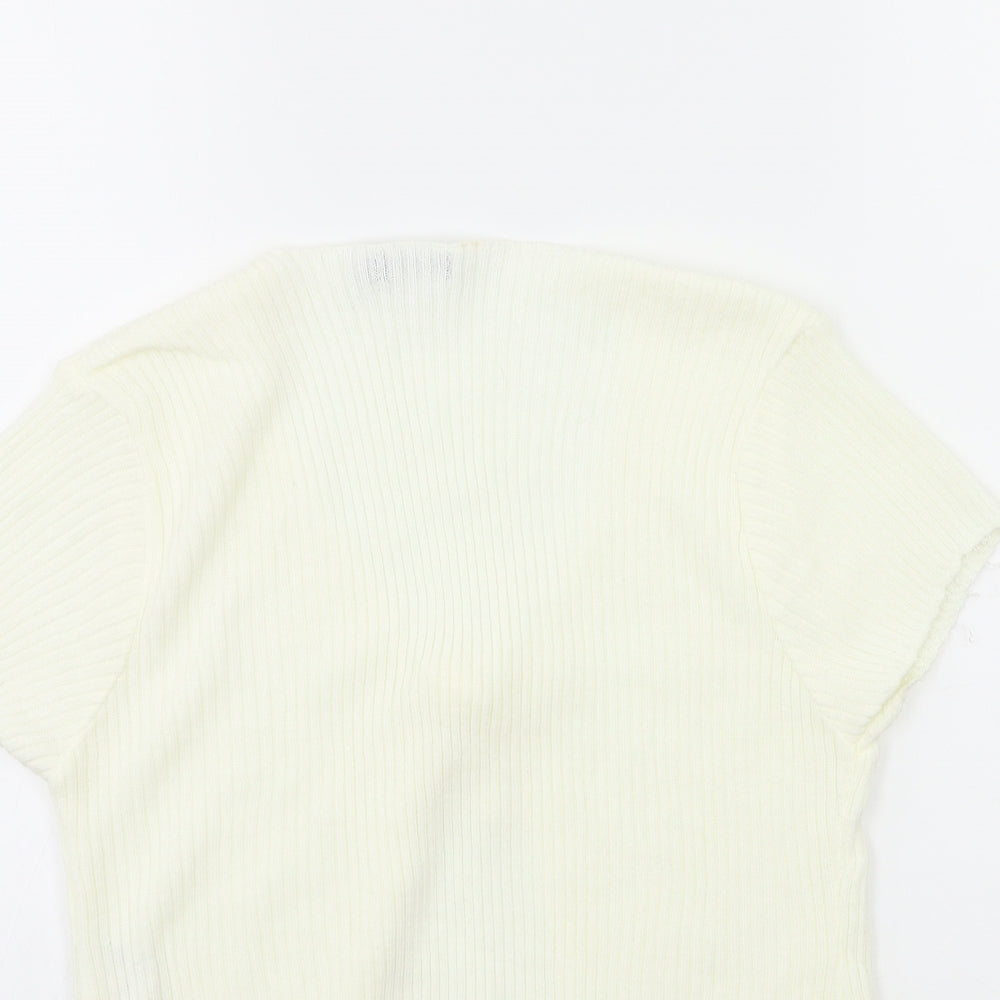 Nasty Gal Womens White Knit Cardigan Jumper Size 10