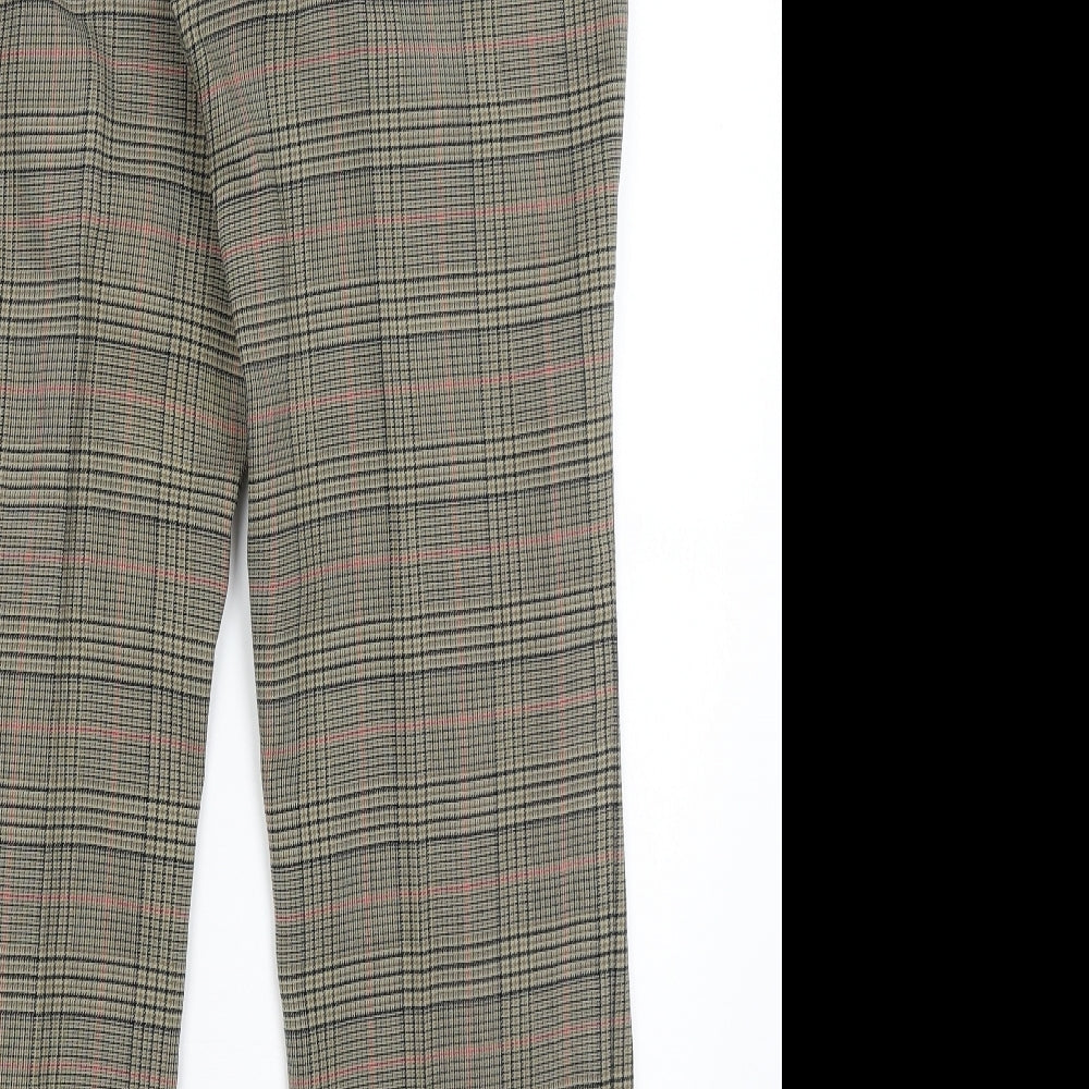 Frank Walder Womens Green Plaid Dress Pants Trousers Size 14 L29.5 in