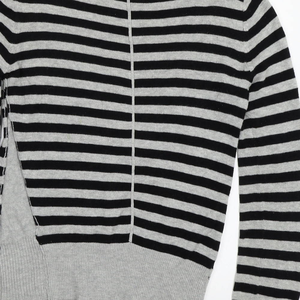 H&M Womens Grey Striped Pullover Jumper Size 34