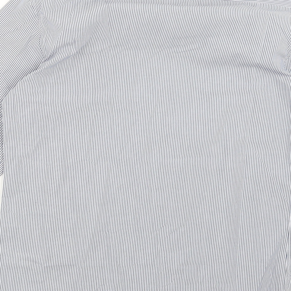 Marks & Spencer Mens Blue Striped Button-Up Size 14.5