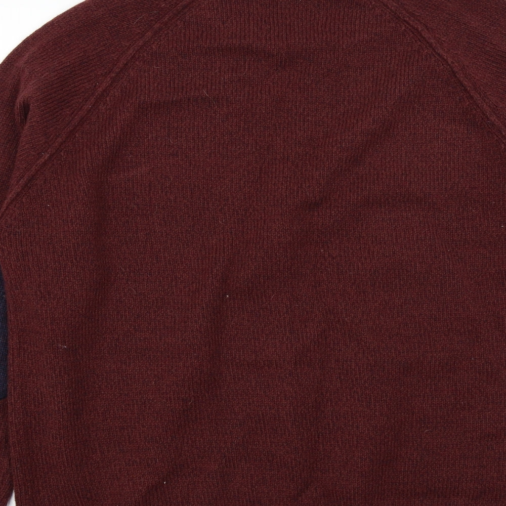 BURTONS Mens Red Henley Jumper Size XL