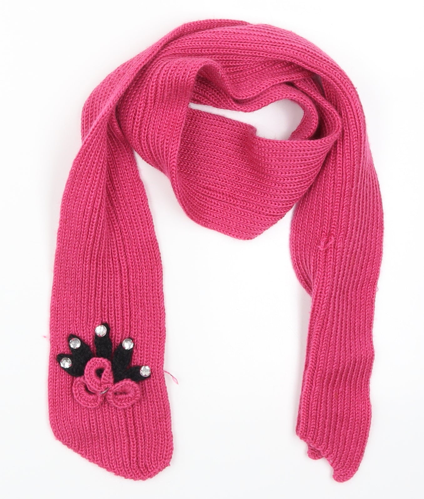 Preworn Womens Pink Scarf - Fabric Flowers