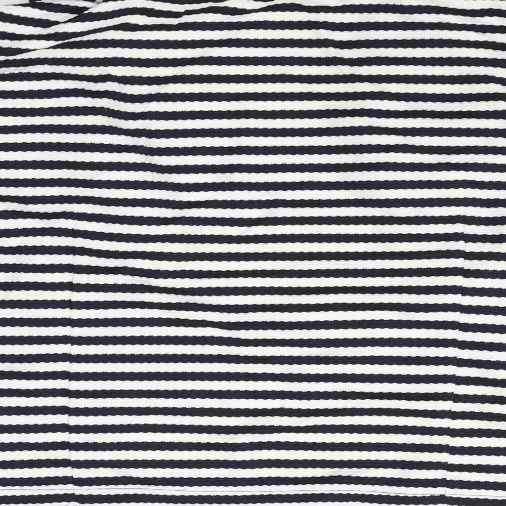 M&Co Womens White Striped Cardigan Jumper Size 10