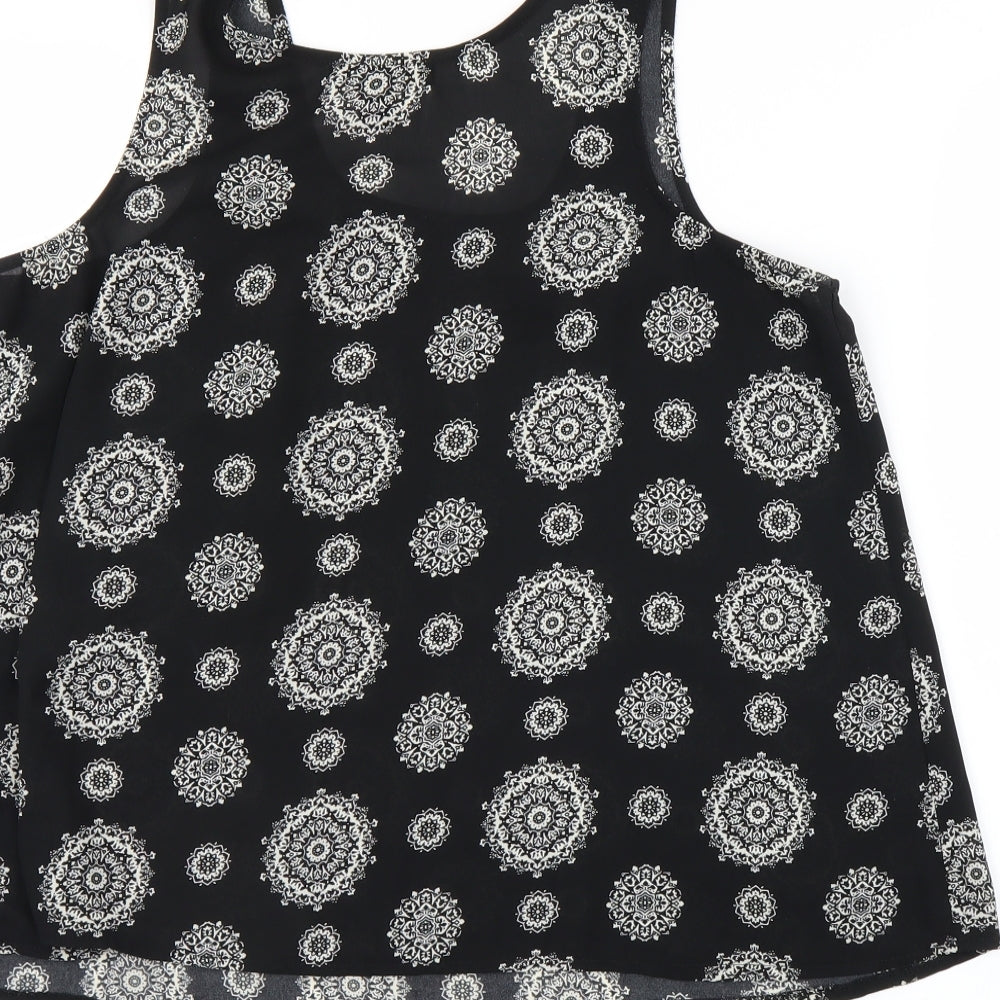 Atmosphere Womens Black Geometric Basic Tank Size 12