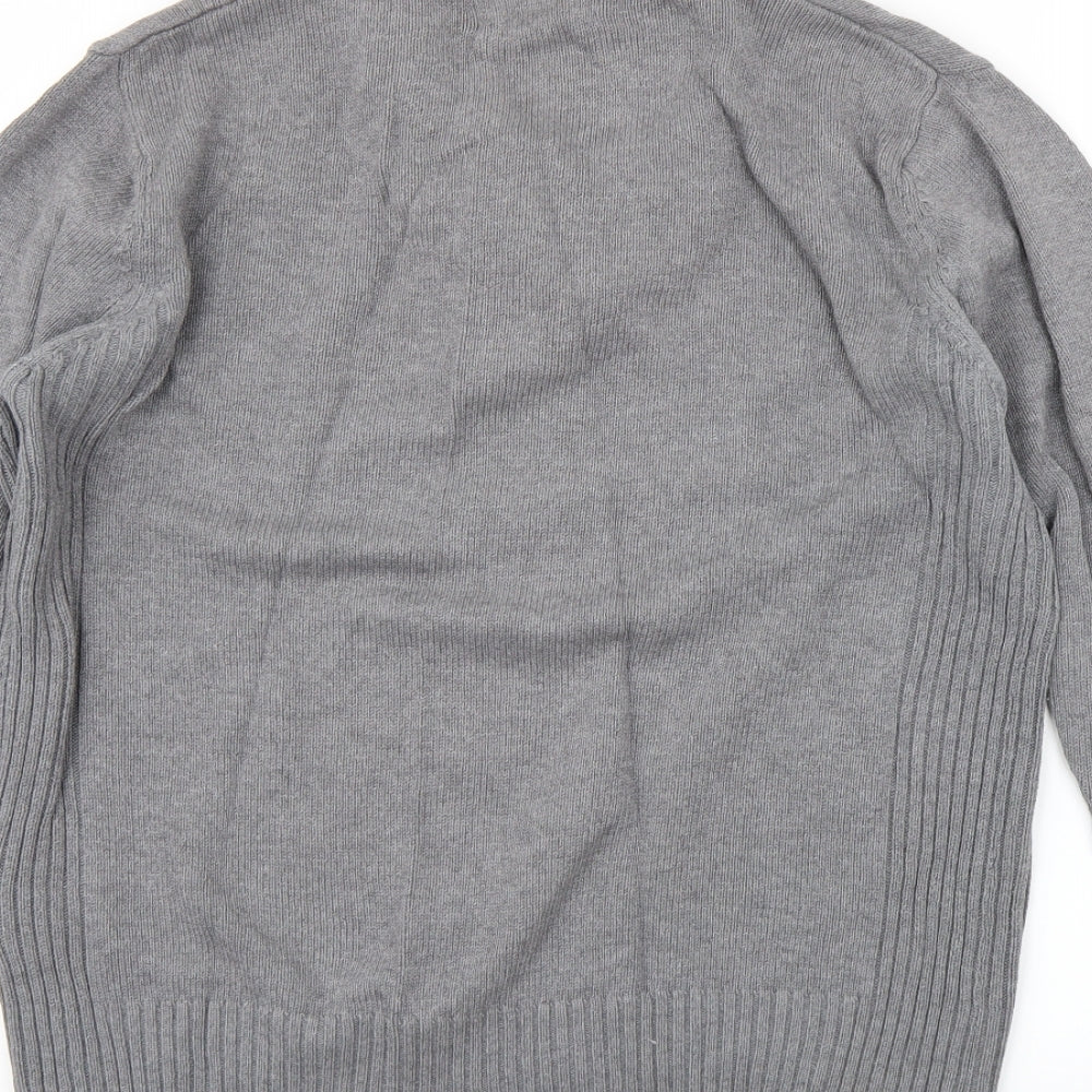 Easy Mens Grey Henley Jumper Size M