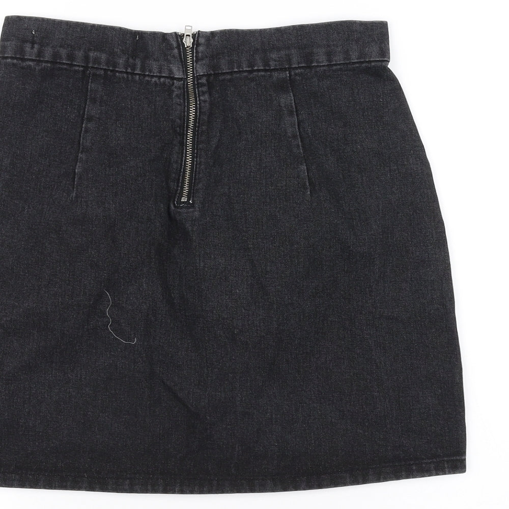Denim & Co. Womens Black Denim A-Line Skirt Size 8