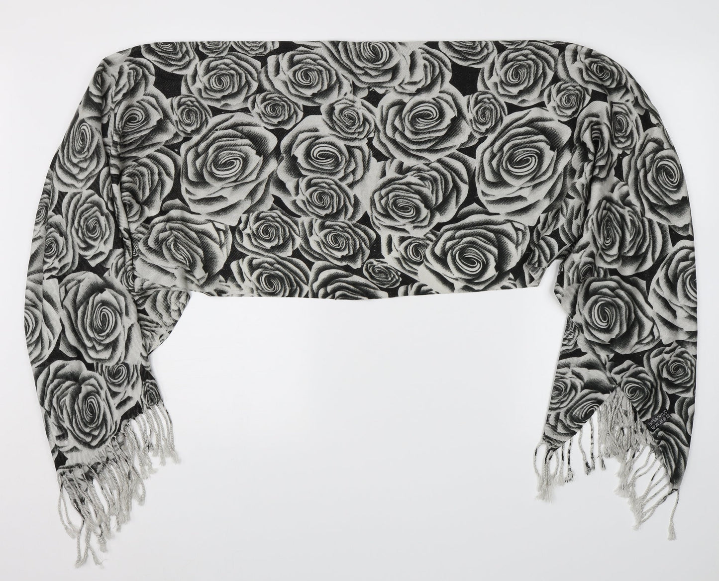 Preworn Unisex Black Floral Scarf