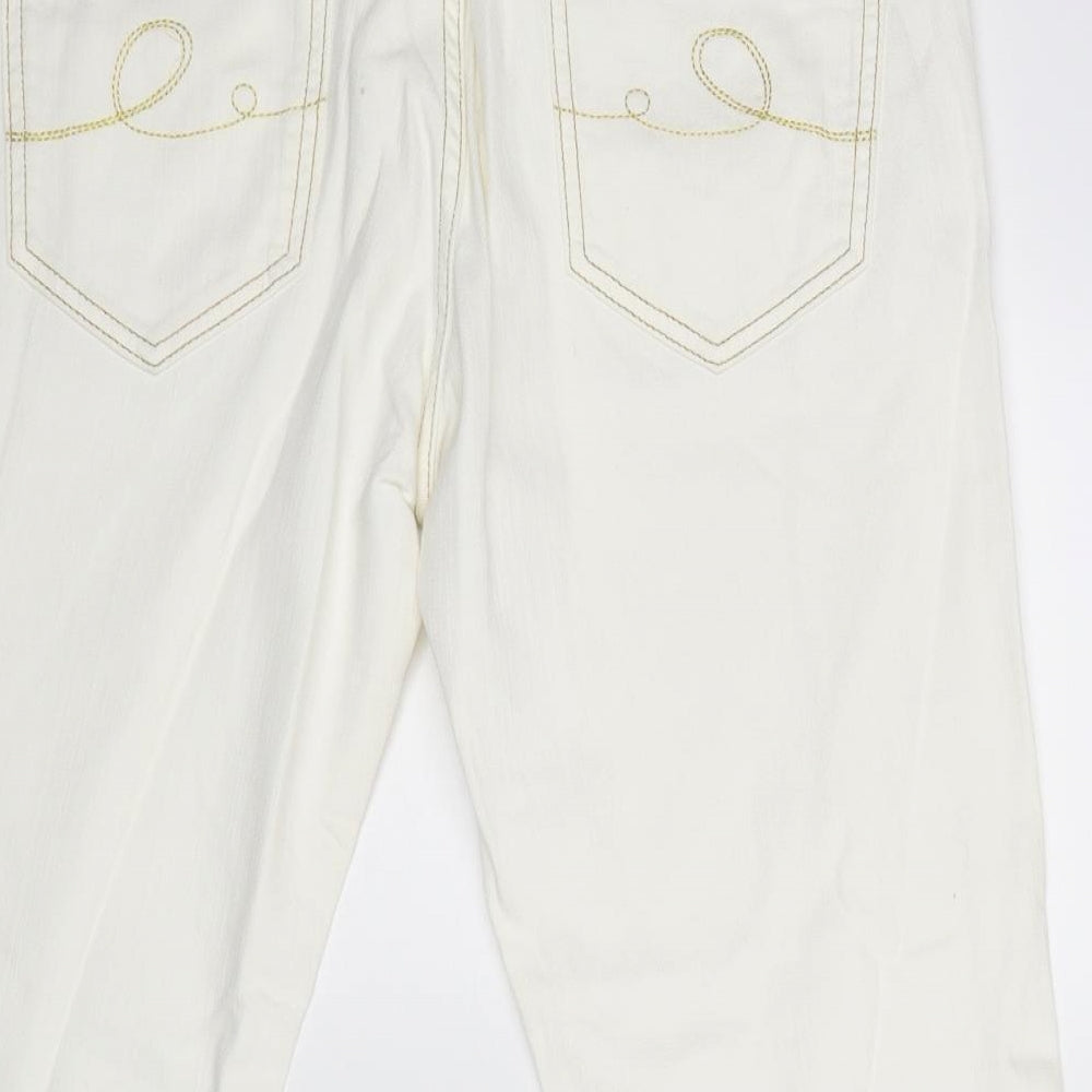Oltre Womens White Straight Jeans Size 14 L23 in