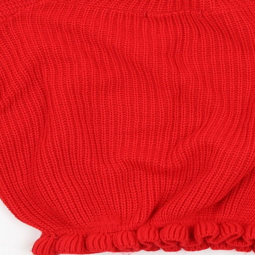 Cameo Rose Womens Red Knit Henley Jumper Size M
