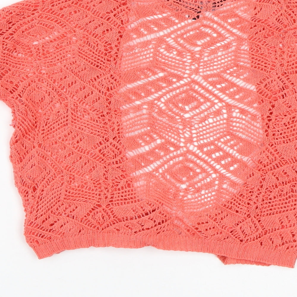 New Look Womens Red Crochet Cardigan Jumper Size 6