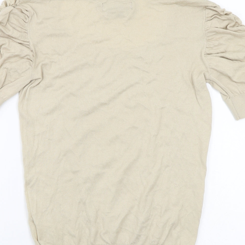 La Naturelle Womens Beige Knit Pullover Jumper Size L