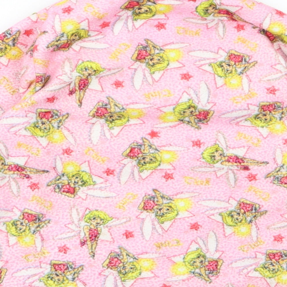 Preworn Girls Pink Rayon Basic Button-Up Size 6 Years - tinkerbell