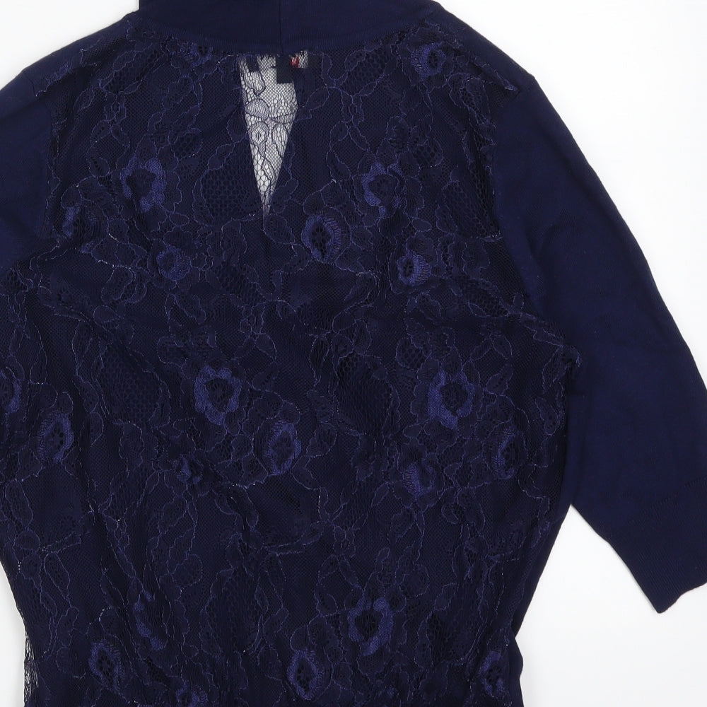 Morgan Womens Blue Lace Pullover Jumper Size M