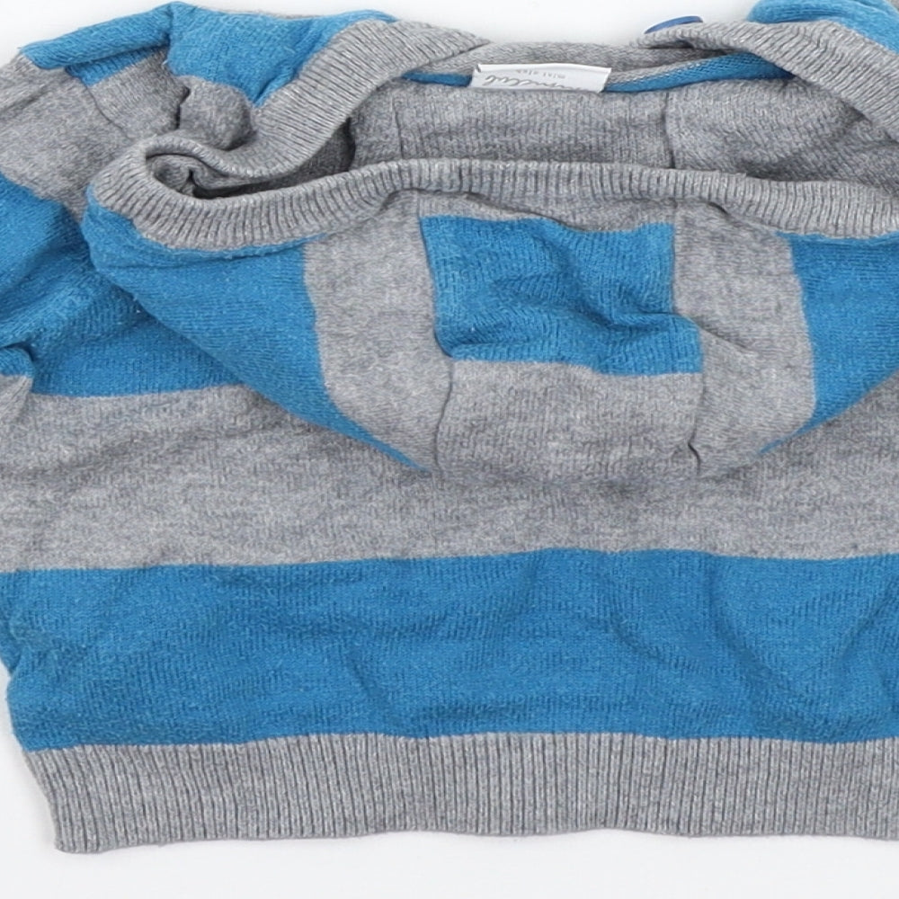 Mini Club Boys Blue Striped Pullover Jumper Size 6-9 Months