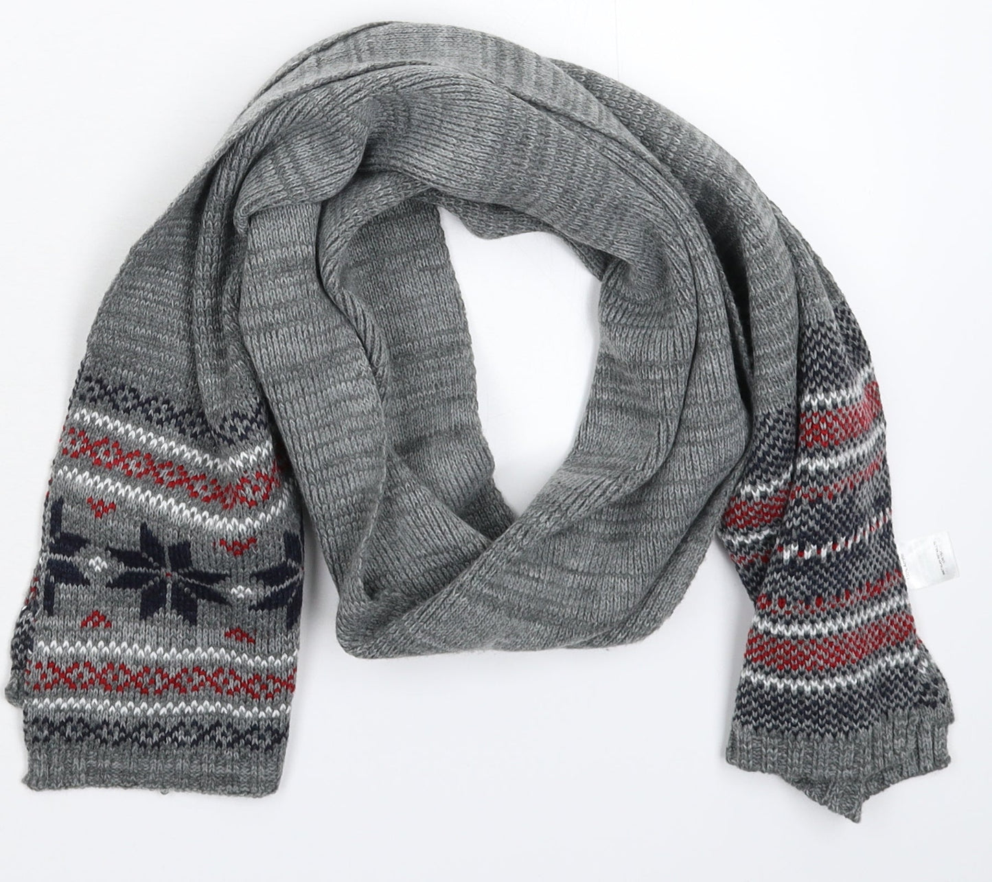 Matalan Unisex Grey Geometric Knit Scarf