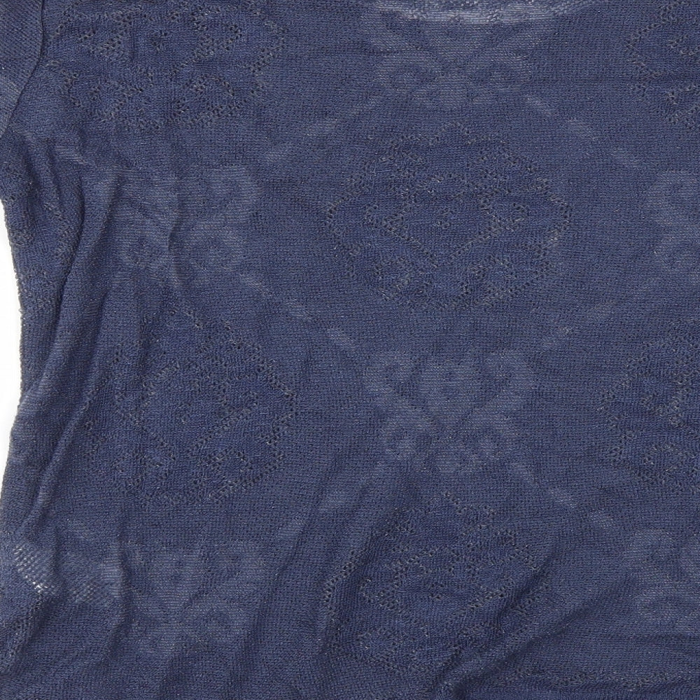 Warehouse Womens Blue Floral Pullover Jumper Size 8 - Sheer