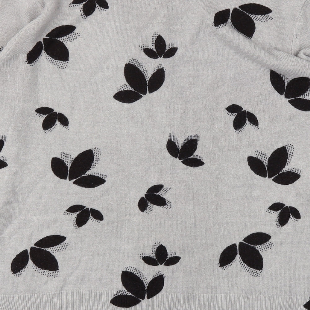 Marks & Spencer Womens Grey Floral Pullover Jumper Size 12