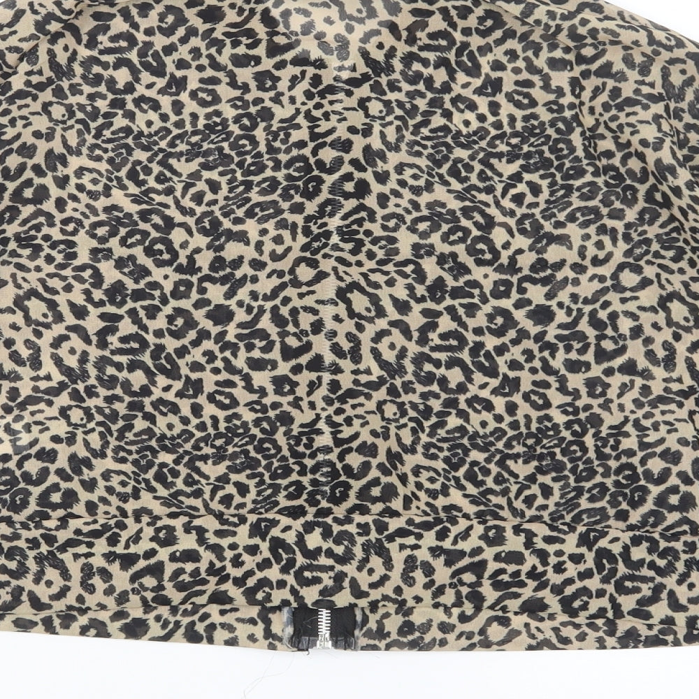 Boohoo Womens Black Animal Print Jacket Size 10
