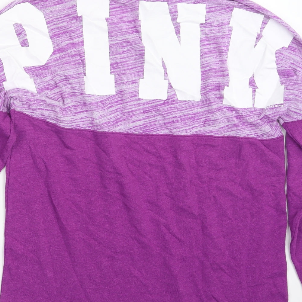PINK Womens Purple Knit Pullover Jumper Size XS