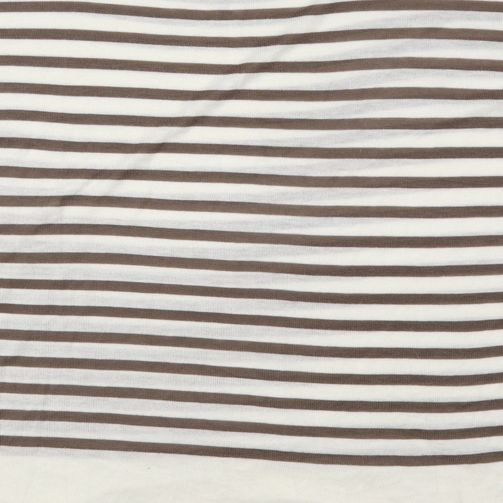 VILA Womens Beige Striped Pullover Jumper One Size