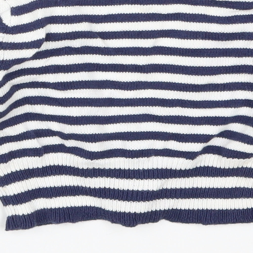 Mini Mode Girls Blue Striped Cardigan Jumper Size 18-24 Months