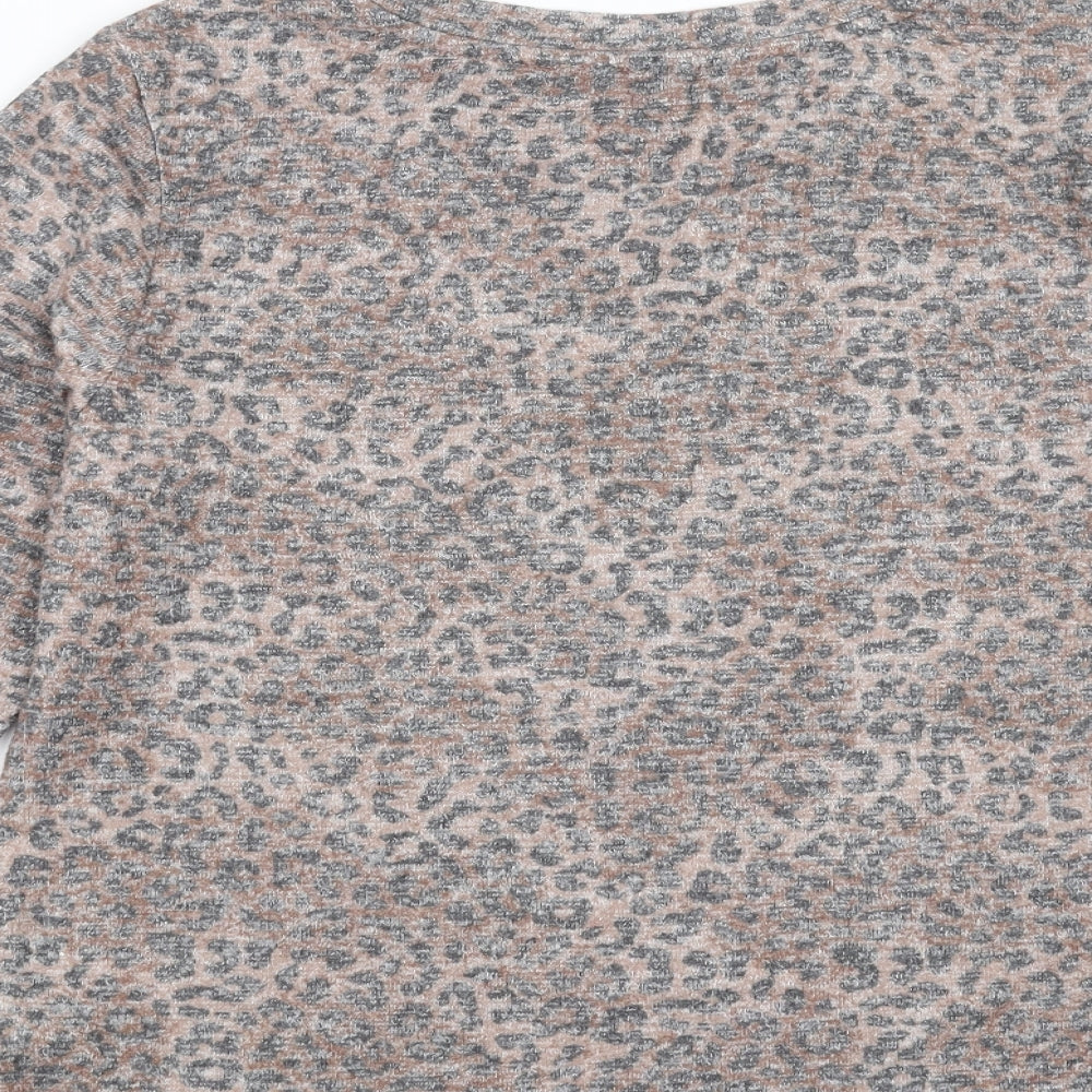 Marks & Spencer Womens Brown Animal Print Pullover Jumper Size 12