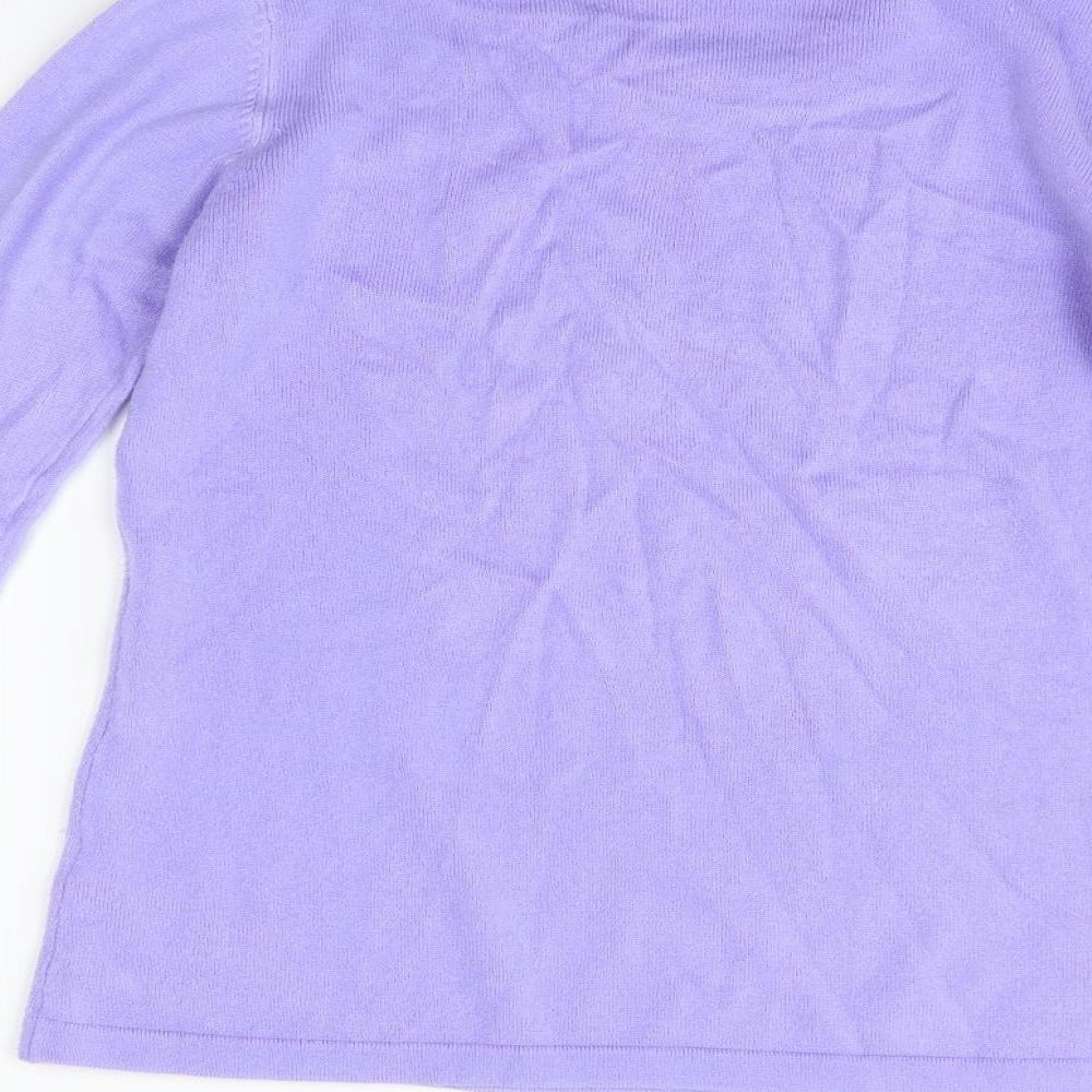 First Avenue Womens Purple Henley Jumper Size S