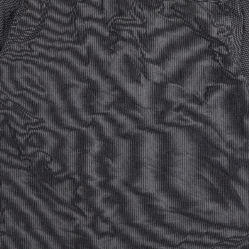 F&F Mens Grey Striped Button-Up Size L