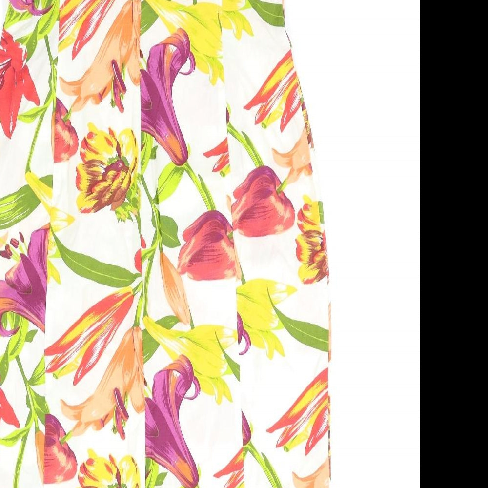 Cream Womens Multicoloured Floral Fit & Flare Size 12
