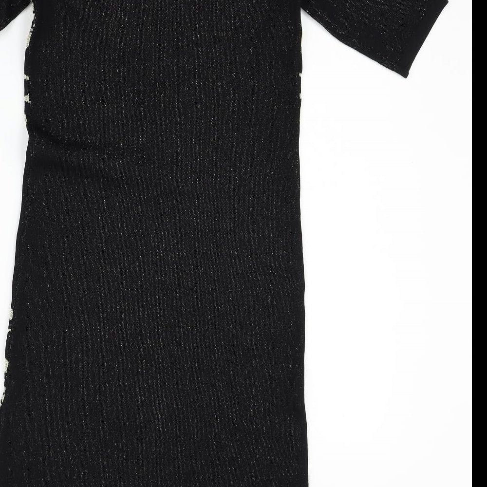 M&Co Womens Black Floral Pencil Dress Size 8