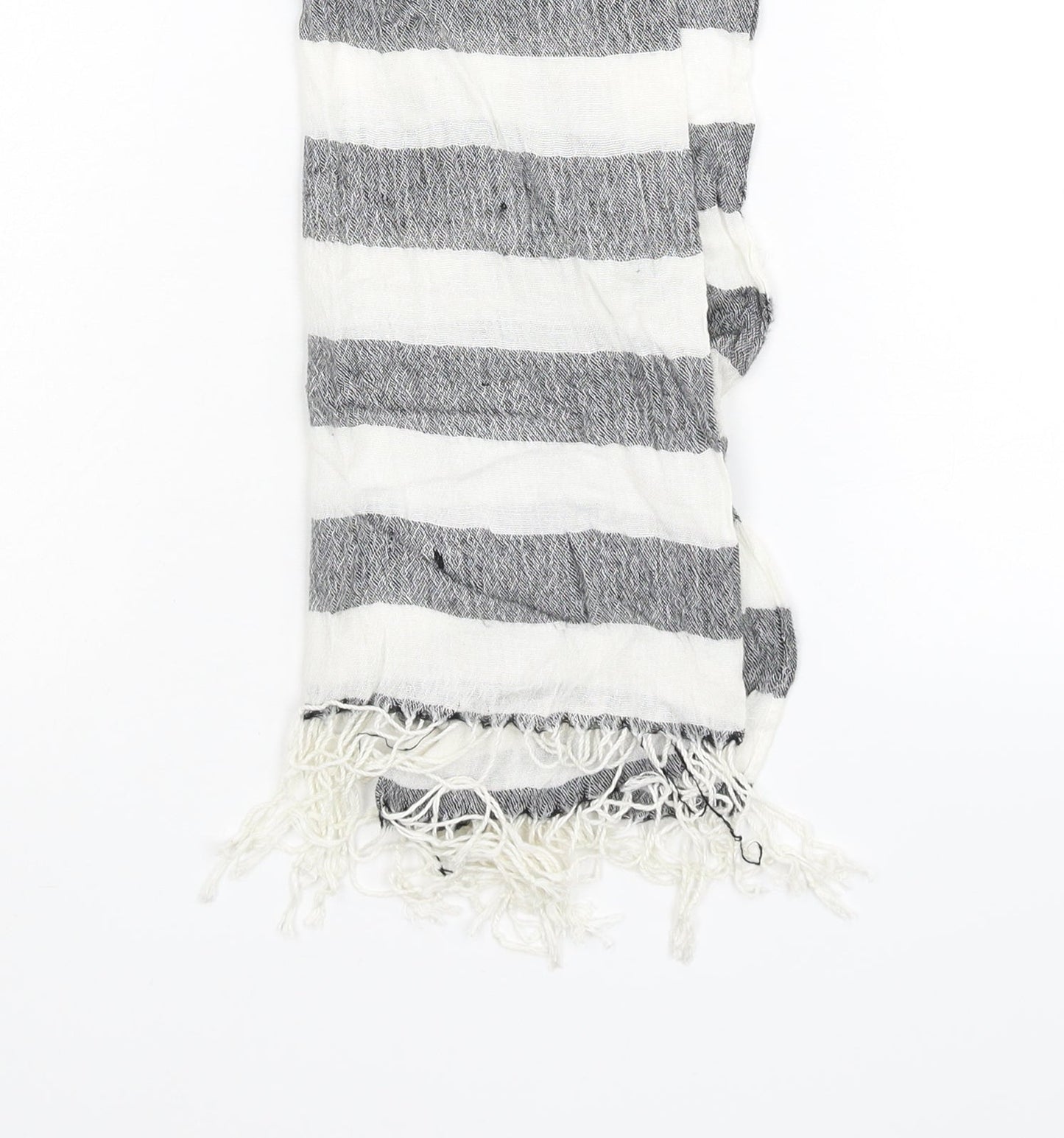 Preworn Womens Silver Striped Scarf